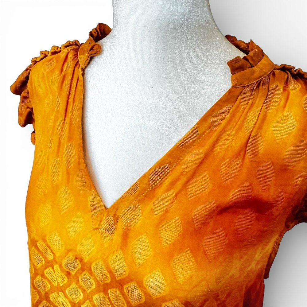 Anthro Maeve Saffron Boho Peasant Top Saffron Gold Flowy Summer Coquette Sz M - Picture 4 of 12